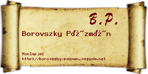 Borovszky Pázmán névjegykártya